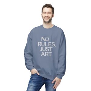 "No Rules, Just Art" Unisex Crewneck Sweatshirt - Minimalist Graphic Pullover